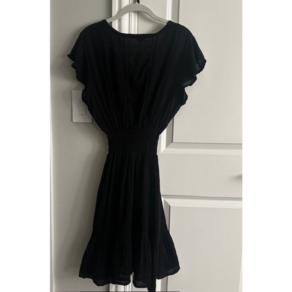 Rails Tara Black Lace Detail Mini Flutter Sleeve Linen Blend Dress Large - Picture 9 of 11